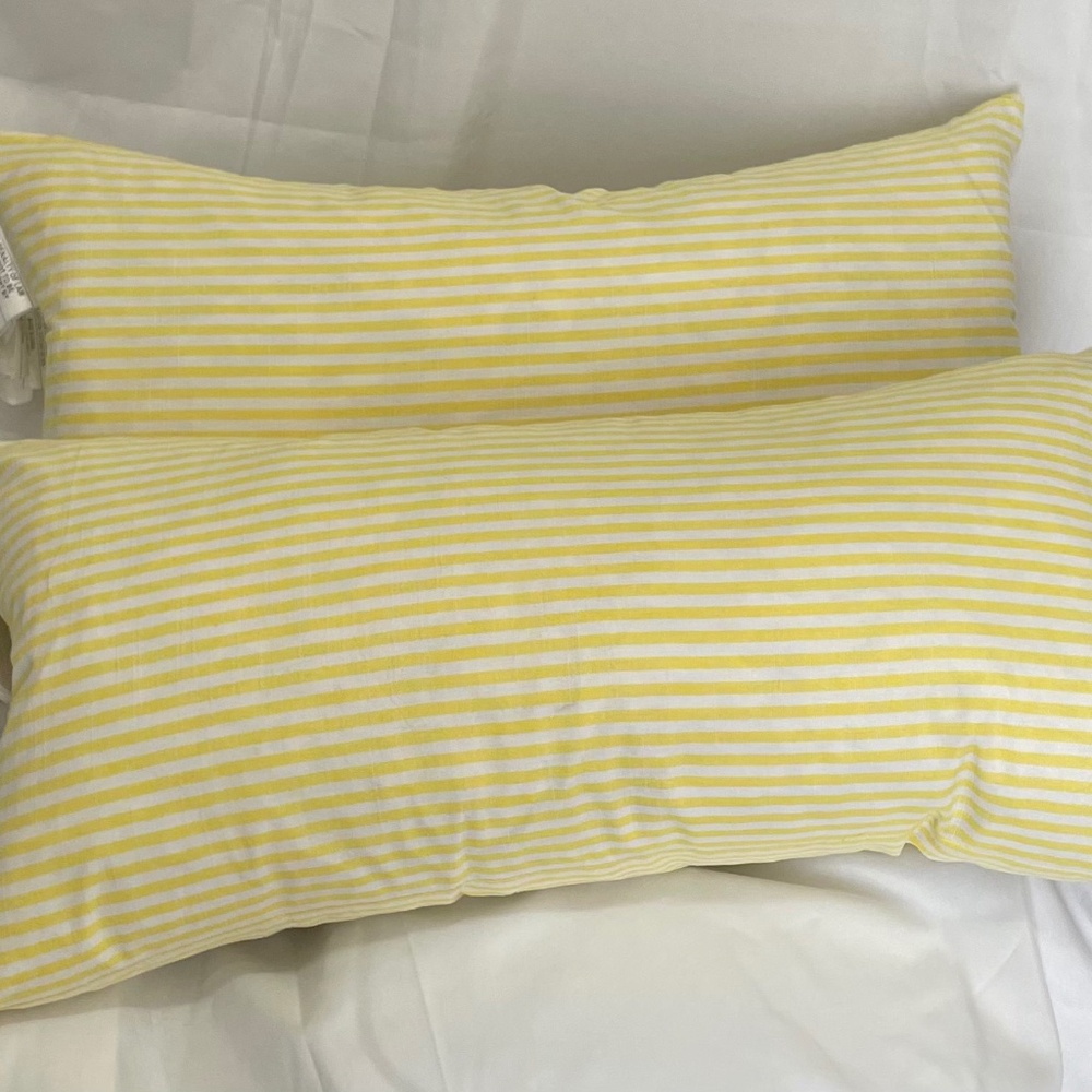 Newport Lumbar Layton Home 2pc Pillow Set 26X13 Lemon Drop White Cotton